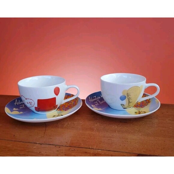 Up Pixar Disney Tea Coffee Cup Saucer Set Adventure Carl Ellie Chair 6.7 oz - Picture 1 of 10